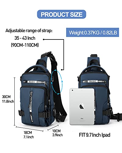 SEAFEW Blue Sling Crossbody Backpack, Anti-Theft Tactical Chest Bag - color: Blue-mini