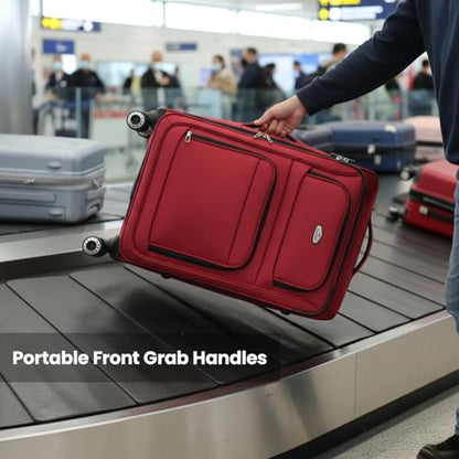 Softside Suitcase Sets 2 Piece(20/30in) w/Front Open Pocket - color: Red, size: 2-Piece Set (20"/30'')