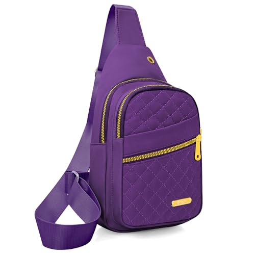 Aisijimo Small Sling Bag For Women Men Casual Crossbody Sling Backpack - color: 8003-purple