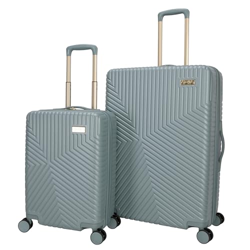 Jessica Simpson Abilene 2-Piece Set (20" & 28") Expandable 8-Wheel Spinner Large Checked Luggage Suitcase, Chinois Green - color: Chinois Green, size: 2-Piece Set