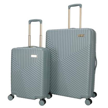 Jessica Simpson Abilene 2-Piece Set (20" & 28") Expandable 8-Wheel Spinner Large Checked Luggage Suitcase, Chinois Green - color: Chinois Green, size: 2-Piece Set