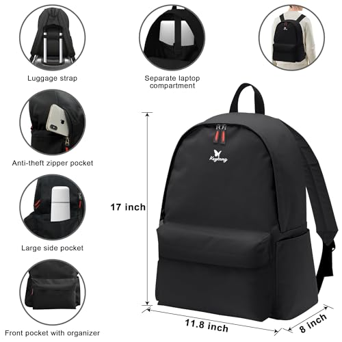 Keytang Classic Lightweight Hardside Expandable Spinner Wheels Luggage Suitcase W/TSA Lock 3-Piece Set with Backpack and Cosmetic Makeup Bag (5 Piece Set,Black) - color: Black, size: 777-5PCS (Front Open)