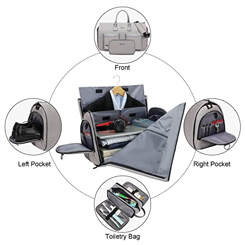 Garment Duffle Bags for Travel,Carry on Garment Bag with Shoe Compartment - color: Light Grey