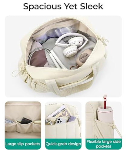 Gym Bag Sport Duffel Overnight Weekender Travel Bag, White - color: M5-White