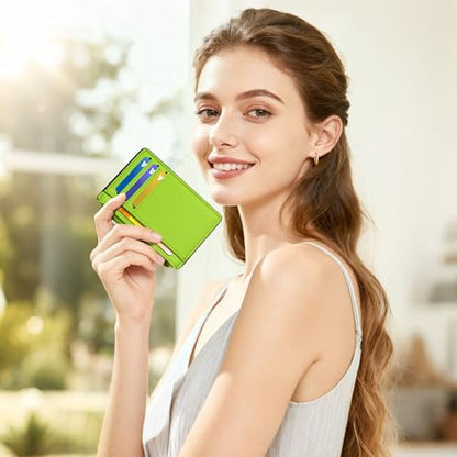 Tipmile Womens Credit Card Holder Wallet, Small Slim RFID Blocking Sleeve - color: Neon Green