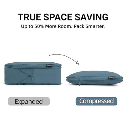 4 Piece Compression Packing Cubes for 3–7 Day Travel, Gray Blue - color: Gray Blue