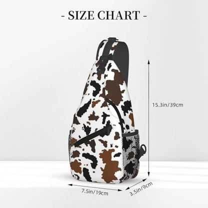 Sling Bag Brown Black Cow Print Sling Backpack Hiking Daypack Crossbody Shoulder Backpack Travel Chest Pack For Men Women - color: Brown Black Cow Print