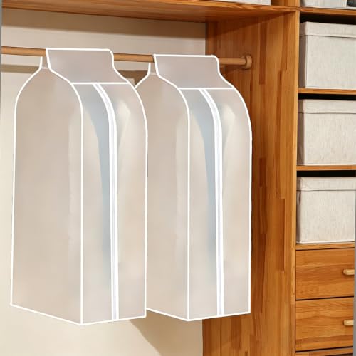 50.8 x 88.9 x 30.5cm(20 x 35 x 12인치) 의류 가방, 2팩 의류 랙 커버, 방수 및 세탁 가능한 수트 커버, 풀 지퍼 방진 걸이식 의류 보관 가방, 옷 - color: 반투명한, size: 20x35x12 Inch/2 Pack