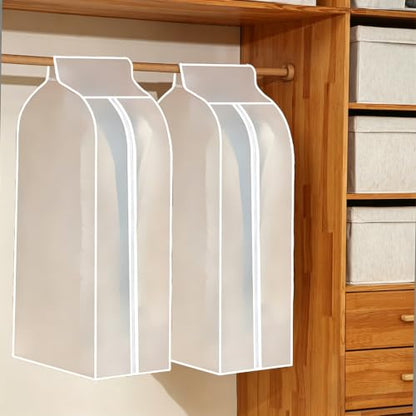 50.8 x 88.9 x 30.5cm(20 x 35 x 12인치) 의류 가방, 2팩 의류 랙 커버, 방수 및 세탁 가능한 수트 커버, 풀 지퍼 방진 걸이식 의류 보관 가방, 옷 - color: 반투명한, size: 20x35x12 Inch/2 Pack