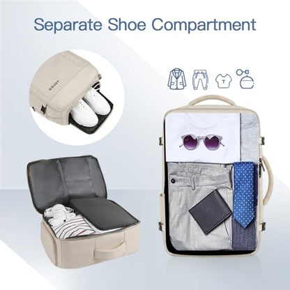 Travel Backpack For Women, Extra Large 50L Expandable Carry On Backpack - color: Beige, size: 2X-Large(20"x14"x10")