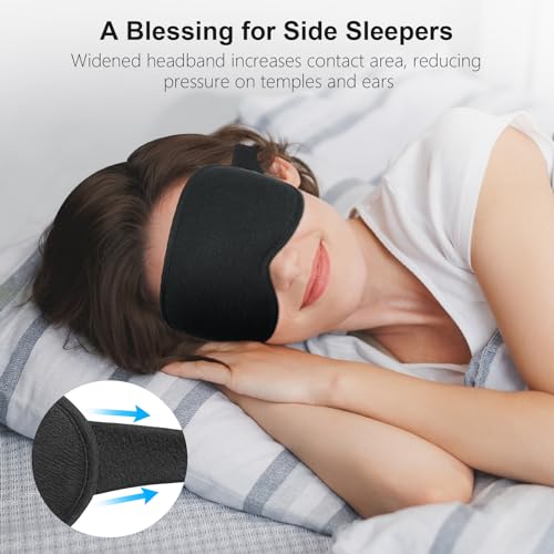 Gritin 100% Blackout Sleep Eye Mask for Women Men, Zero Pressure Sleep Mask - color: Black