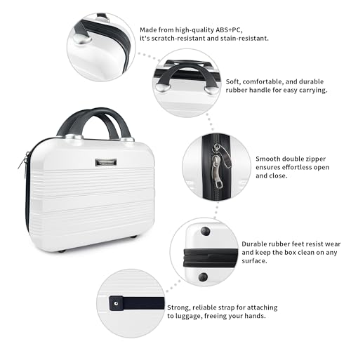 14 Inch Waterproof Hard Shell Travel Makeup Case (White) - color: H007-White-14 Inch