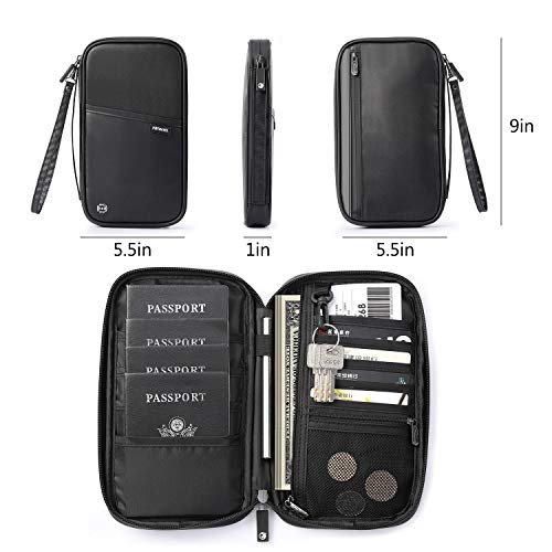 VanFn RFID Travel Passport Wallet, Family Passport Holder, Trip Document Organizer P.Travel Series (Nylon - Black) - color: Black