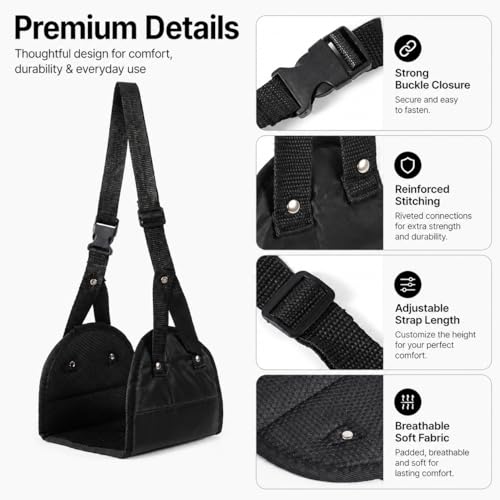 Airplane Foot Rest Hammock Adjustable Leg Sling with Storage Bag Portable Folding Travel Foot Hammock for Airplane Flights and Under Desk, Black, Black, 1 Pack - color: Black
