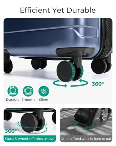 BAGSMART Carry-On Luggage 20" Expandable Spinner 22x14x9,Dark Blue - color: Dark Blue