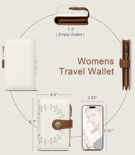 Beige Brown Wallet Women RFID, Passport Holder, Credit Card Holder - color: Black & Brown