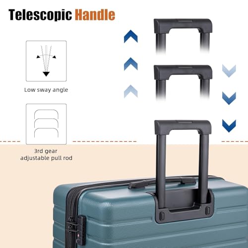 Eeeza Luggage Sets 5 Piece,Hardside Expandable Durable Luggage,21"/25"/30" - color: DarkGreen