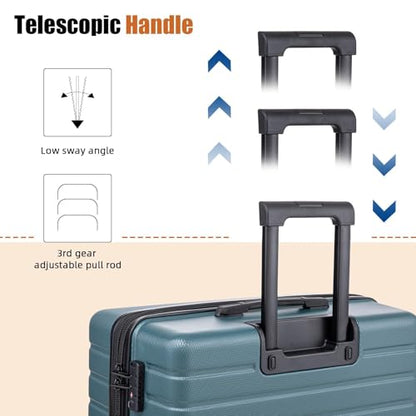 Eeeza Luggage Sets 5 Piece,Hardside Expandable Durable Luggage,21"/25"/30" - color: DarkGreen