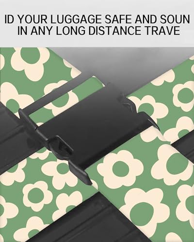 Luggage Straps for Suitcases, Adjustable Travel Belt, Durable Wide Luggage Strap, Cute Suitcase Strap Identifiers with Buckle, Bag Straps for Luggage, Grey Cute Flowers - color: Grey Cute Flowers