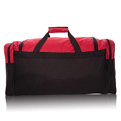 DALIX 25" Extra Large Vacation Travel Duffle Bag (Black, Grey, Navy Blue, Red, Camo) - color: Red