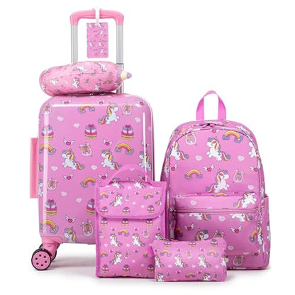 16’’ Kid’s Luggage Set with Spinner Wheels, Hardside with Suitcases,6 Piece - color: Unicorn