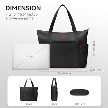 Tote Bag for Women, 18L Large Capacity Hobo Handbags with Zipper - color: Black, size: Medium