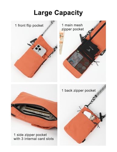 GOX Neck Wallet for Traveling Women,RFID Blocking Crossbody Wallet - color: erythrinus