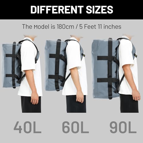 MIER 40L/60L/90L Water Resistant Backpack Duffel, Heavy Duty Duffle Bags - color: Gray, size: 60l