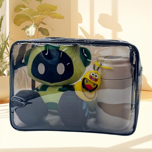 Clear Toiletry Bag, PVC Makeup Bag for Women, Spacious Clear Cosmetic & Toiletry Pouch，Large Transparent Makeup Pouch for Travel (Black) - color: Black