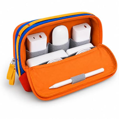 Charger Organizer Travel Case for Laptop Adapters and Cables - color: Blue/Red