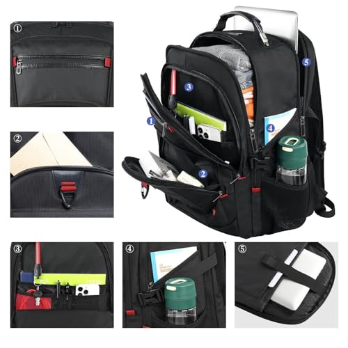 Z-MGKISS 52L Extra Large Travel Backpack for Men&Women, Fit 17.3" Laptops - color: Black, size: 17.3 Inch (20''x15''x10'')