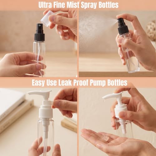 20 Pack Travel Bottles for Toiletries, Travel Containers with Pill Case - color: Dark Color A