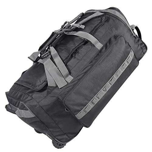REDCAMP 85L/120L/140L Foldable Duffle Bag with Wheels, Large Travel Duffel Bag - color: 140L Black and Grey with Sturdy Bottom
