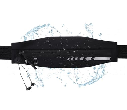 USHAKE Slim Running Belt Women Men, Bounce Free Fanny Pack Phone Holder - color: Black