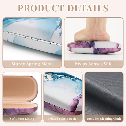WOZEAH Eyeglasses Case Hard Shell, Protective Glasses Case for Women Men, Portable Eyeglass Holder Box with Cleaning Cloth - color: Colorful2