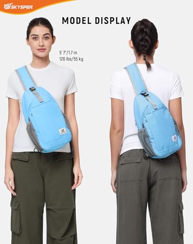 SKYSPER Sling Bag RFID Cross Body Bag Recycled Crossbody Backpack Travel Daypack - color: Skyblue