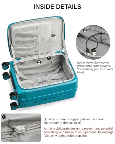 Hanke 28 Inch Expandable Checked Luggage, Large Trunk Luggage - color: Caribbean Blue, size: Expandable 28 Inch