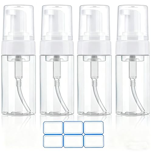 4 Pack 3.4 Oz (100ml) Foam Pump Bottles, TSA Approved Travel Size