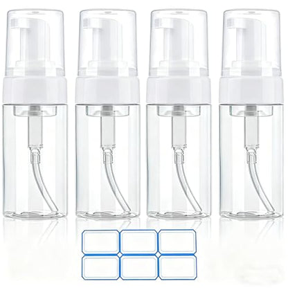 4 Pack 3.4 Oz (100ml) Foam Pump Bottles, TSA Approved Travel Size