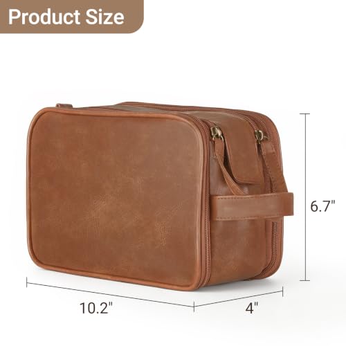 Mkono Men Toiletry Travel Bag PU Leather Hanging Shaving Dopp Kit Organizer