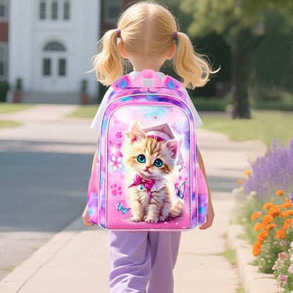 Kids Suitcase with Wheels for Girls and Boys, Rolling Carry on Luggage for Toddler Children - color: UV Printing 5PC Dr. Cat Kids Luggage