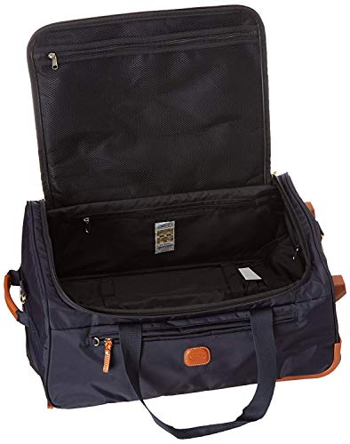 Bric’s X-Bag 21” Rolling Duffel, Water-Resistant Recycled Nylon Carry-On with Silent Wheels & Leather Details - color: Navy