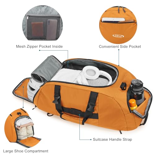 40L/70L 3-Way Duffle Bag Gym Sport Duffel Backpack Shoe Compartment - color: Orange