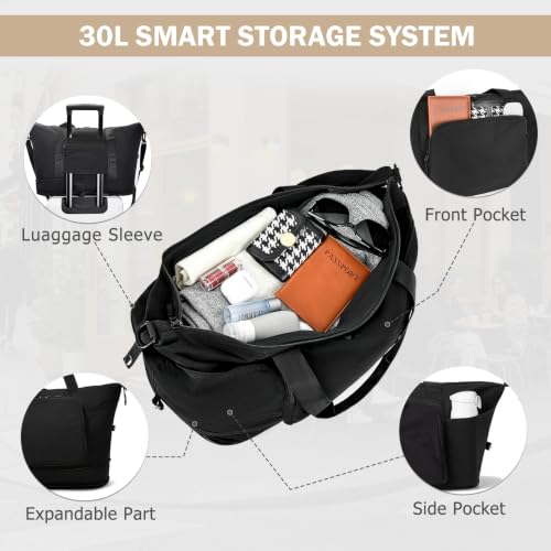Foldable Travel Bag for Women, Expendable Compact Personal Item Tote Bag