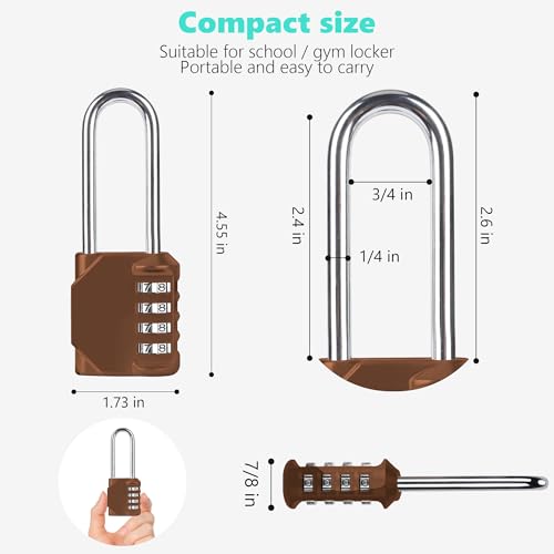 CL21MC 2.6 Inch Long Shackle Combination Lock, 4 Digit Combination Padlock Set Your own Combination for Gym Locker Lock, School, Gates, Doors, Toolbox, Hasps and Storage (Mocha Mousse (L) *1) - color: Mocha Mousse (L) *1
