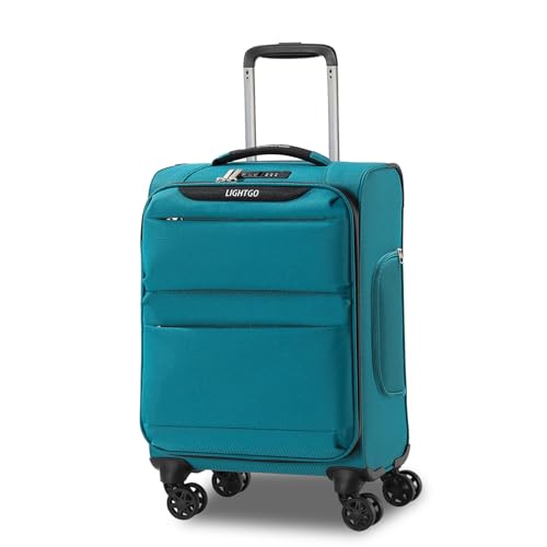 LIGHTGO 20" Carry On Softside Luggage, Ultra Light, TSA Lock Turquoise - color: Turquoise, size: 20in