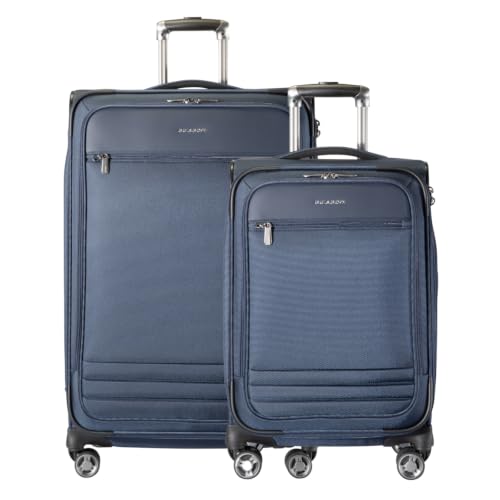 Ricardo Beverly Hills Softside 2 Piece: 20 Carry-On & 28 Large Checked, Lightweight Expandable Luggage Set, Spinner Wheels, TSA Lock, Telescopic Handle, Eco-Friendly Material, Navy, Ashbury Series - color: Navy, size: 2-Piece Set (20, 28)