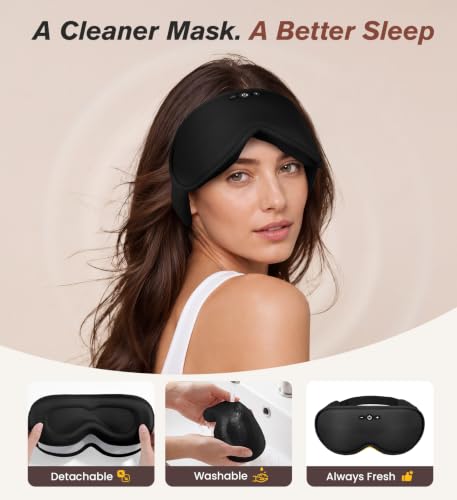Modal Premium Sleep Mask for Men Women - Sleep Mask w Bluetooth Headphones - color: Elegant Black