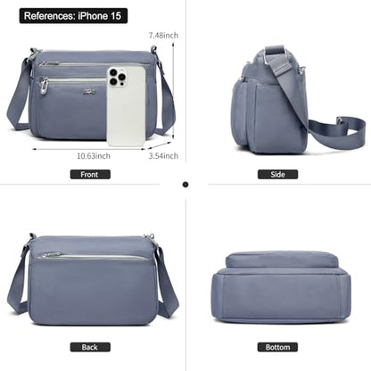 ETidy Casual Nylon Shoulder Bag For Women - color: Light Grey Upgrade