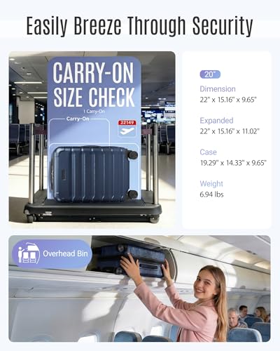 LIGHT FLIGHT Carry On Luggage 22x14x9 Airline Approved Suitcase, Dark Blue - color: Dark Blue